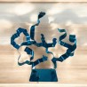 sculpture abstraite métal bleu turquoise