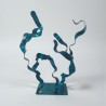 sculpture abstraite métal bleu turquoise