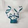 sculpture abstraite métal bleu turquoise