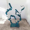 sculpture abstraite métal bleu turquoise