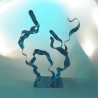 sculpture abstraite métal bleu turquoise