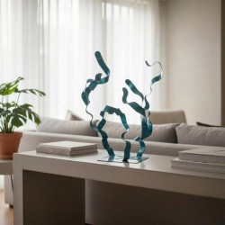 sculpture abstraite métal bleu turquoise