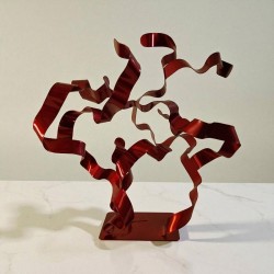 sculpture abstraite métal rouge