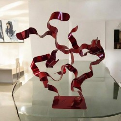 sculpture abstraite métal rouge