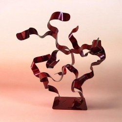 sculpture abstraite métal rouge