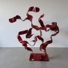 sculpture abstraite métal rouge