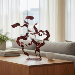 sculpture abstraite métal rouge