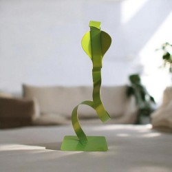 sculpture abstraite serpent en métal vert anis