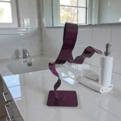 sculpture abstraite métal violet