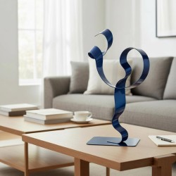 sculpture abstraite métal bleu marine