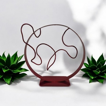 sculpture abstraite métal rouge