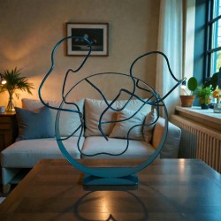 Sculpture abstraite bleu turquoise