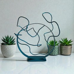 Sculpture abstraite bleu turquoise