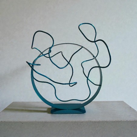 Sculpture abstraite bleu turquoise