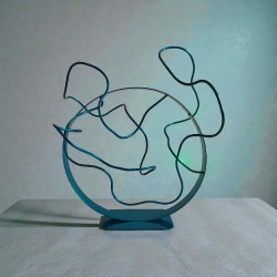 Sculpture abstraite bleu turquoise