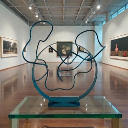 Sculpture abstraite bleu turquoise