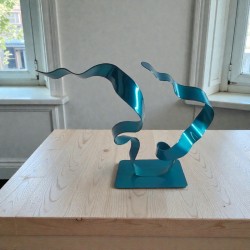 Sculpture abstraite bleu turquoise