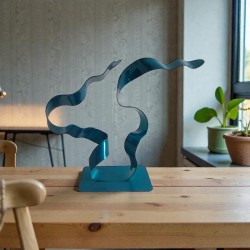 Sculpture abstraite bleu turquoise