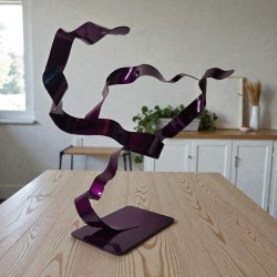 sculpture abstraite métal violet