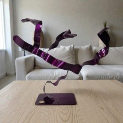 sculpture abstraite métal violet