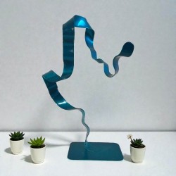 sculpture abstraite métal bleu turquoise