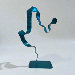 sculpture abstraite métal bleu turquoise