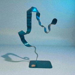 sculpture abstraite métal bleu turquoise