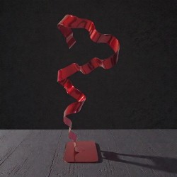 sculpture abstraite métal rouge