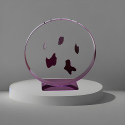 Sculpture artisanale en métal avec 5 formes suspendues, modèle HelsinkiB violet.