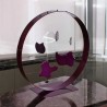 Sculpture artisanale en métal avec 5 formes suspendues, modèle HelsinkiB violet.