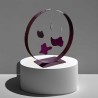 Sculpture artisanale en métal avec 5 formes suspendues, modèle HelsinkiB violet.