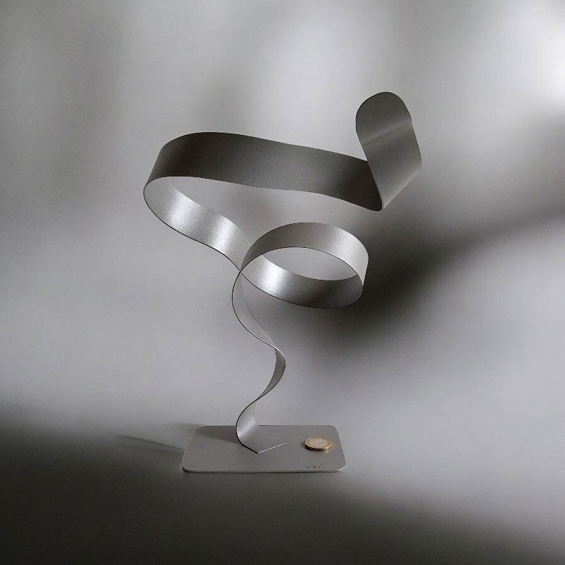 sculpture abstraite gris pailleté