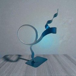 sculpture abstraite métal bleu turquoise