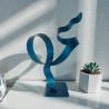 sculpture abstraite métal bleu turquoise