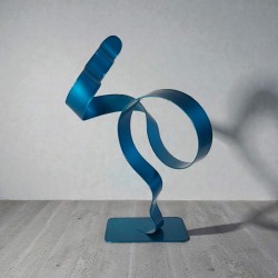 sculpture abstraite métal bleu turquoise