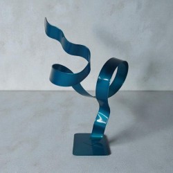 sculpture abstraite métal bleu turquoise