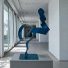sculpture abstraite métal bleu turquoise