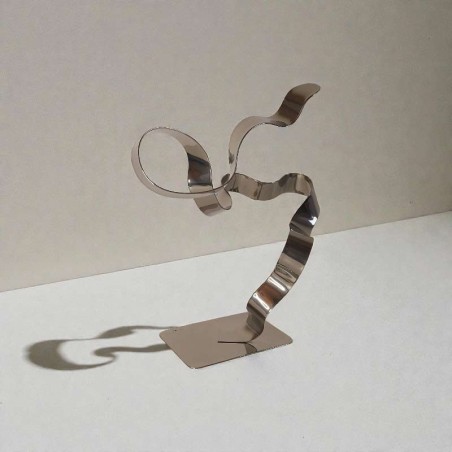 sculpture métal ruban torsadé chrome