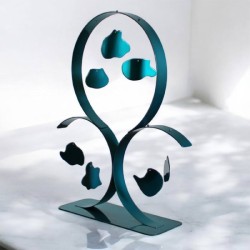 Création abstraite en métal fait main bleu turquoise