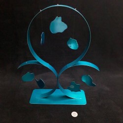 Création abstraite en métal fait main bleu turquoise