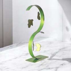 Sculpture abstraite en métal fait main vert anis