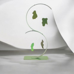 Sculpture abstraite en métal fait main vert anis