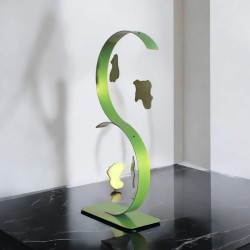 Sculpture abstraite en métal fait main vert anis