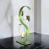 Sculpture abstraite en métal fait main vert anis