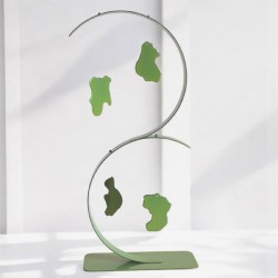 Sculpture abstraite en métal fait main vert anis