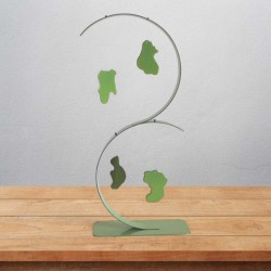 Sculpture abstraite en métal fait main vert anis