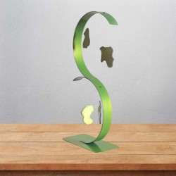 Sculpture abstraite en métal fait main vert anis