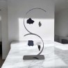 Sculpture abstraite en métal fait main gris chrome