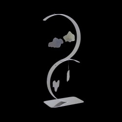 Sculpture abstraite en métal fait main gris chrome