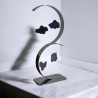 Sculpture abstraite en métal fait main gris chrome